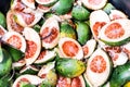 Group slice Betel nut fresh betel palm on wooden