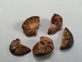 Group of Slice Dried Betel/Areca nut. Dried betel nut Areca catechu is the fruit of the areca palm Areca catechu, Usually for Royalty Free Stock Photo