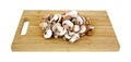 Sliced Baby Bella Mushrooms Cutting Board Royalty Free Stock Photo