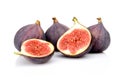 Group sliced figs isolated on white background