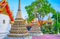 The small chedis in Wat pho temple in Bangkok, Thailand