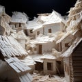 a group of small houses made of pieces of paper