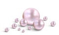 Group of small and large nacreous pink pearls on white - 3D illustration