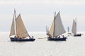 Group of small, old sailing ships