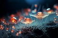a group of small orange jellyfish on a dark background Royalty Free Stock Photo