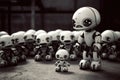 A group of small robots standing next to each other. Generative AI image.