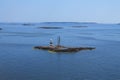 A group of small rocky islands in the sea