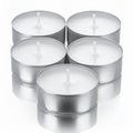 Group of Small Round White Tea Light Candles in Silver Cases Royalty Free Stock Photo