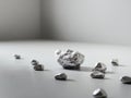 Group small shiny rocks scattered gray surface are lump of silver Royalty Free Stock Photo