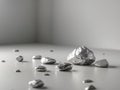 Group small shiny rocks scattered gray surface are lump of silver. Royalty Free Stock Photo