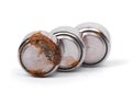 Group of small watch rusty batteries Royalty Free Stock Photo