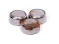 Group of small watch rusty batteries Royalty Free Stock Photo