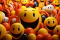 a group of smiley faces surrounded by orange and black balloons Royalty Free Stock Photo