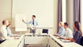 Group of smiling businesspeople meeting in office Royalty Free Stock Photo