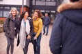 Group Of Smiling Female Mature Students Walking Outside College Building Royalty Free Stock Photo