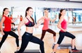 Group of smiling people doing aerobics Royalty Free Stock Photo