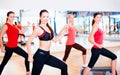 Group of smiling people doing aerobics Royalty Free Stock Photo