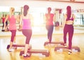 Group of smiling people doing aerobics Royalty Free Stock Photo