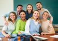 Group of cheerful university students