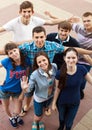 Group of smiling teenagers standing outdoors Royalty Free Stock Photo
