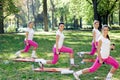 Group of smiling women doing exercise