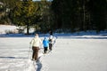 Snow shoers heading into the woods