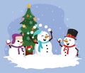 group snowman and tree