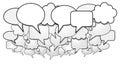 Group of social media talk speech bubbles