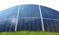 Group of Solar Panels on Green Meadow Isolated on white Background Royalty Free Stock Photo