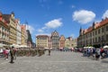 Group of soldiers parade at Wroc?aw Market Square. Royalty Free Stock Photo