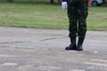 A group of soldiers standing in a straight line posture Receive military training in addition to combat tactical training,