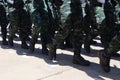 A group of soldiers standing in a straight line posture Receive military training in addition to combat tactical training,