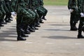 A group of soldiers standing in a straight line posture Receive military training in addition to combat tactical training,
