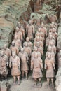 Group of soldiers in trench at Terracotta Army excavation hall, Xian, China