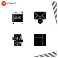 Group of 4 Solid Glyphs Signs and Symbols for account, socil promotion, study, message, grid Royalty Free Stock Photo
