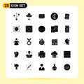 Group of 25 Solid Glyphs Signs and Symbols for agile, eggs, weddind, egg, money