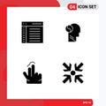 Group of 4 Solid Glyphs Signs and Symbols for app, double, interface, brian, hand