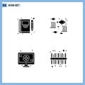 Group of 4 Solid Glyphs Signs and Symbols for book, under water, pencil, fishing, monitor Royalty Free Stock Photo