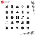 Group of 25 Solid Glyphs Signs and Symbols for cell phone, full screen, mobile, enlarge, money