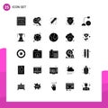 Group of 25 Solid Glyphs Signs and Symbols for computers, trust, celebration, protect, security