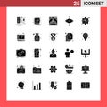 Group of 25 Solid Glyphs Signs and Symbols for configure, phone, scary, view, eye