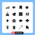 Group of 16 Solid Glyphs Signs and Symbols for credit card, marriage, media, church, hard drive disk Royalty Free Stock Photo