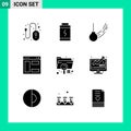 Group of 9 Solid Glyphs Signs and Symbols for data, website, swing, webpage, browser