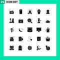 Group of 25 Solid Glyphs Signs and Symbols for halloween, death, back, coffin, connect