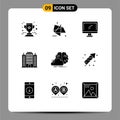 9 User Interface Solid Glyph Pack of modern Signs and Symbols of hotel, architecture, special, resort, imac