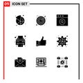 Group of 9 Solid Glyphs Signs and Symbols for like, remarks, app, appriciate, print Royalty Free Stock Photo