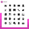 Group of 25 Solid Glyphs Signs and Symbols for magic, ball, computing, sport, basketball Royalty Free Stock Photo