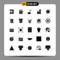 Group of 25 Solid Glyphs Signs and Symbols for management, online, eye surgery, learning, book