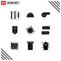 Group of 9 Solid Glyphs Signs and Symbols for management, star, construction, rank, military