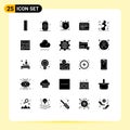 Group of 25 Solid Glyphs Signs and Symbols for smoke, calendar, agile, marketing, schedule